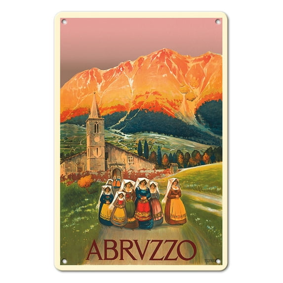 Abruzzo, Italy - Vintage Travel Poster by Vincenzo Alicandri c.1926 - 8 x 12 inch Vintage Metal Tin Sign