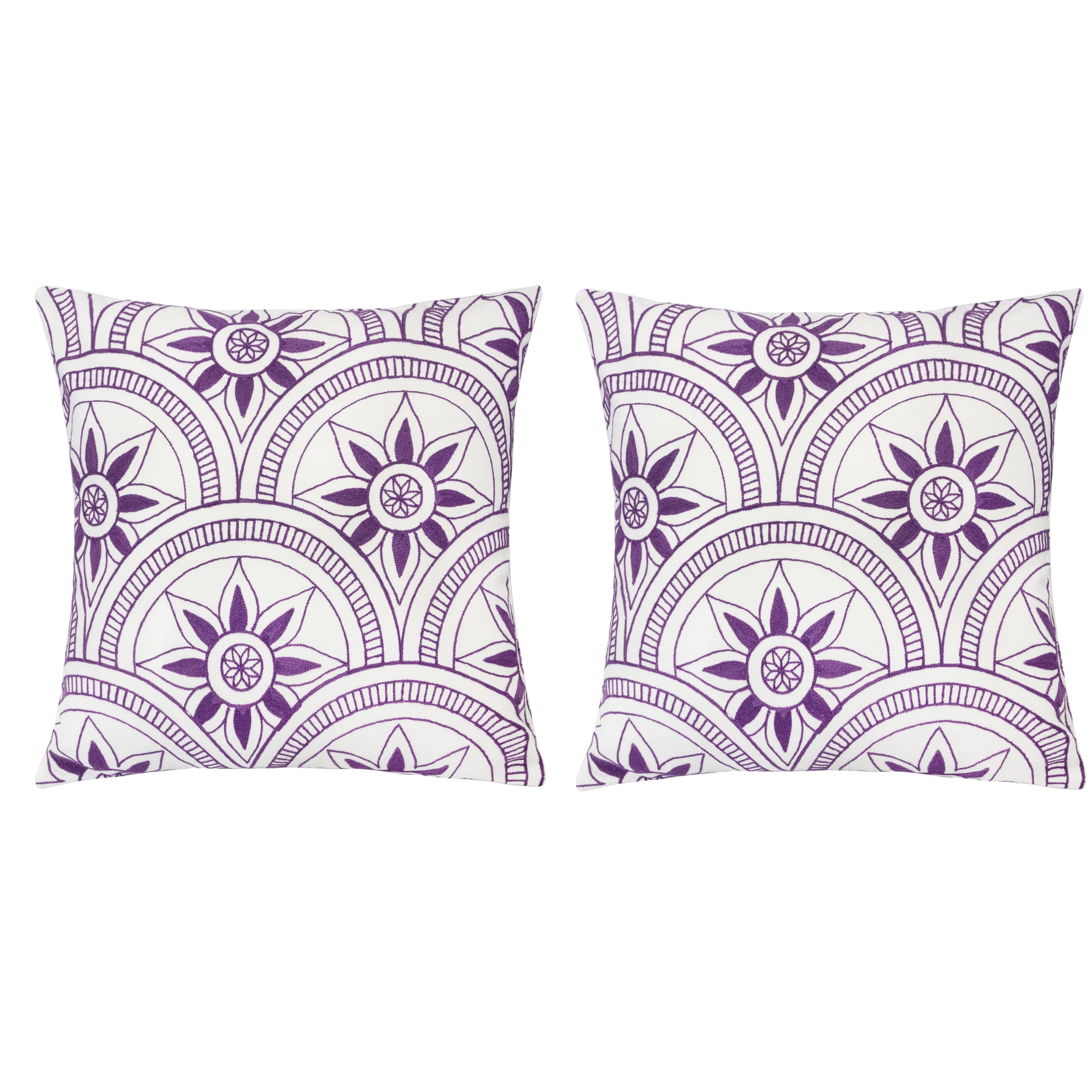 Abry Purple Abstract Polyester 20 in. x 20 in. Throw Pillow (Set of 2)