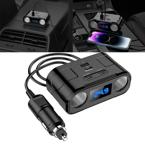 Abs And Pc Anti Fall Multiple Devices Qc Usb Car Charger On Off Switch Control Qc Multi Functional Power Adapter