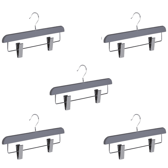 Abs Plastic Trouser Skirt Hangers, Perfect for Skirts, Pants, Slacks, Jeans, and More Set of 5 - Grey