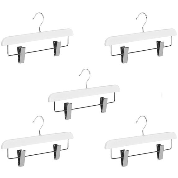 Abs Plastic Trouser Skirt Hangers, Perfect for Skirts, Pants, Slacks, Jeans, and More Set of 5 - White
