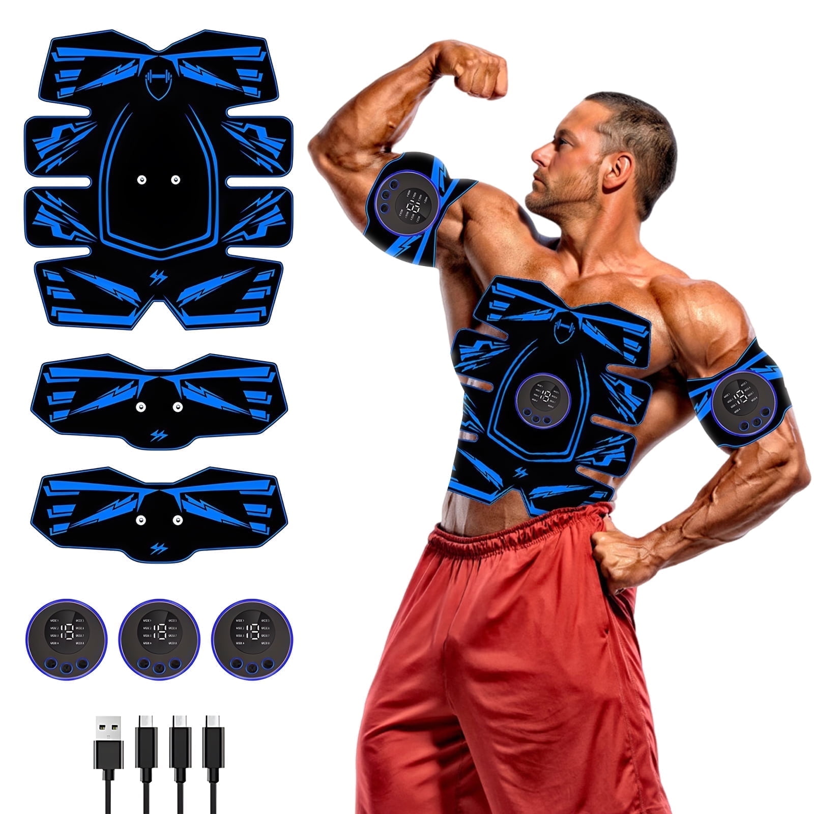 EMS Abs Stimulator 3pcs Ultimate Muscle Arm and Leg Trainer Conditioner for Women Men Fitness Workout