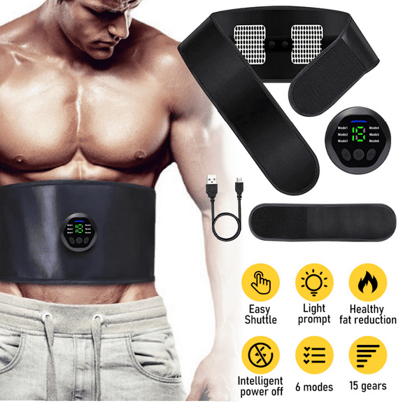 Abs Stimulator Belt-DFITO EMS Massager Abdominal Toining Fitness Belt without GEL SHEET Workout Men Women USB Rechargeable