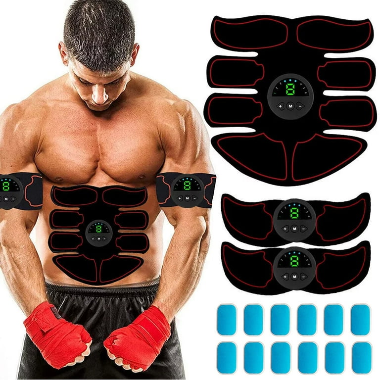 Abs Stimulator Muscle Stimulator Rechargeable Ultimate Muscle Toner Trainer for Men Women Abdominal Fitness Workout EMS Muscle Stimulation with 12