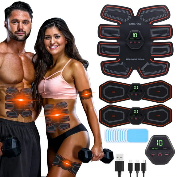 Abs Trainer,Abs Stimulator,EMS Muscle Stimulator LCD Screen Muscle Stimulator USB Rechargeable Portable Muscle Trainer 10 Modes 20 Intensities Suitable Women & Men