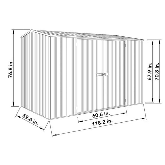 Absco 10 x 5 ft. Premier Metal Storage Shed, Gray