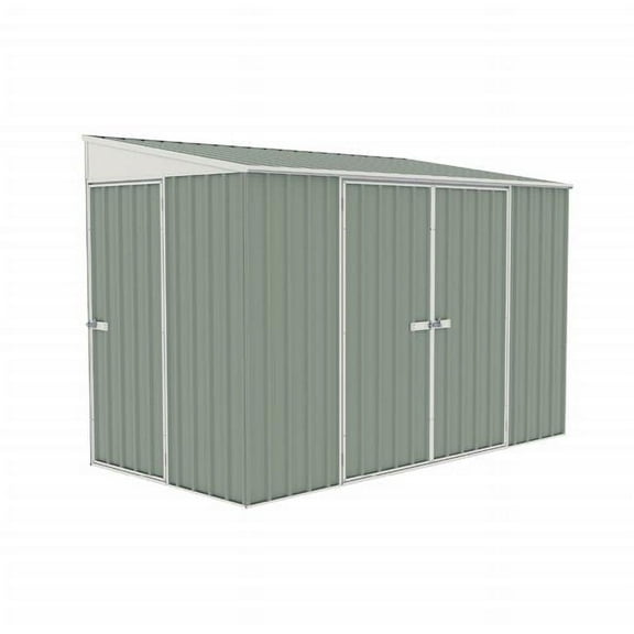 Absco Durango 10 Ft. x 5 Ft. Metal Bike Shed, Steel Utility Tool Shed, Outdoor Storage for Backyard, Lawn, Bikes, 50 Sq. Ft., Pale Eucalypt