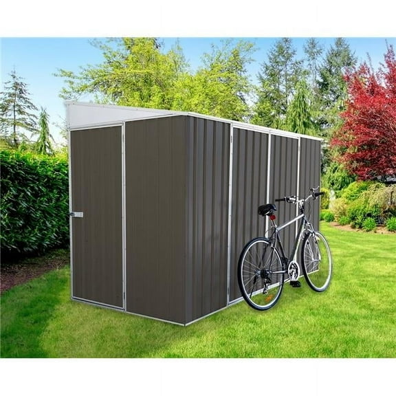 Absco Durango 10 Ft. x 5 Ft. Metal Bike Shed, Steel Utility Tool Shed, Outdoor Storage for Backyard, Lawn, Bikes, 50 Sq. Ft., Woodland Gray