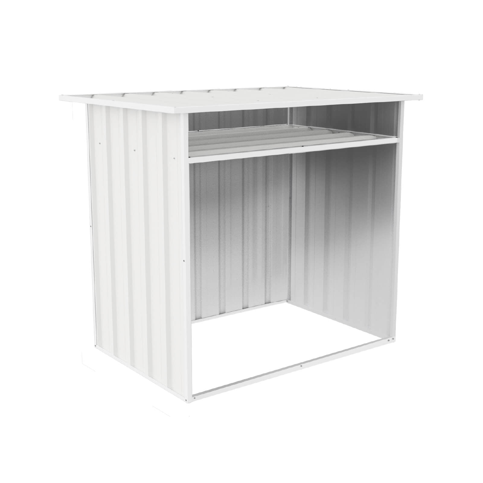 Surfmist White Metal Storage Shed with Shelving