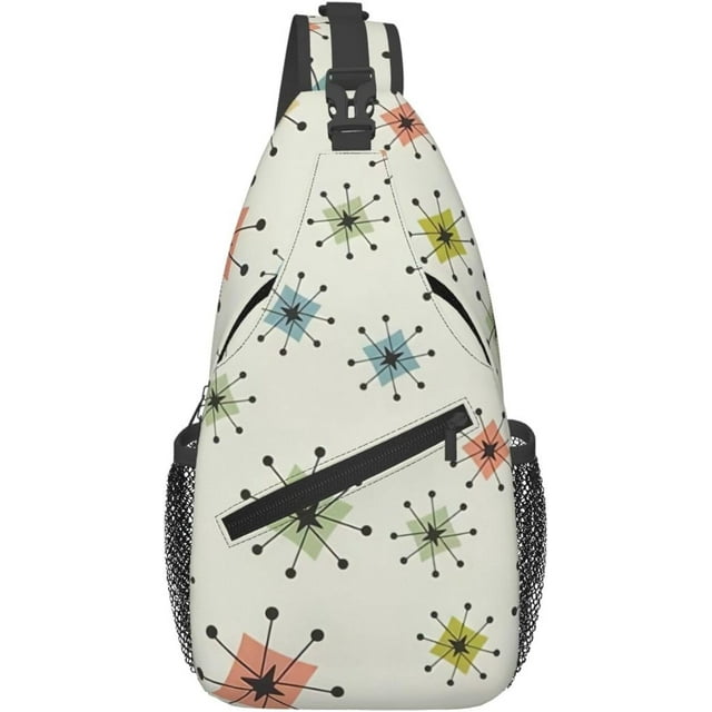 Absctract Geometric Pattern Space Print Crossbody Backpack Sling Bag