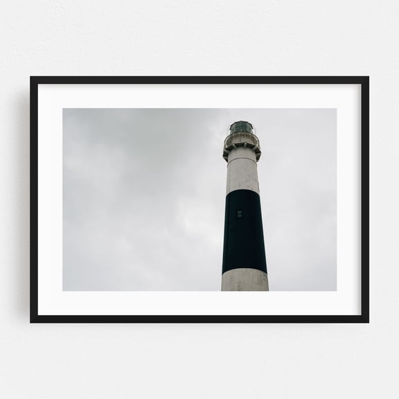 The Absecon Lighthouse No. 2 - Atlantic City New Jersey Photography Lighthouse Coastal Architecture Minimalist Beach Ocean Scenic Black Framed Wall Art Print 5 x 7 inches