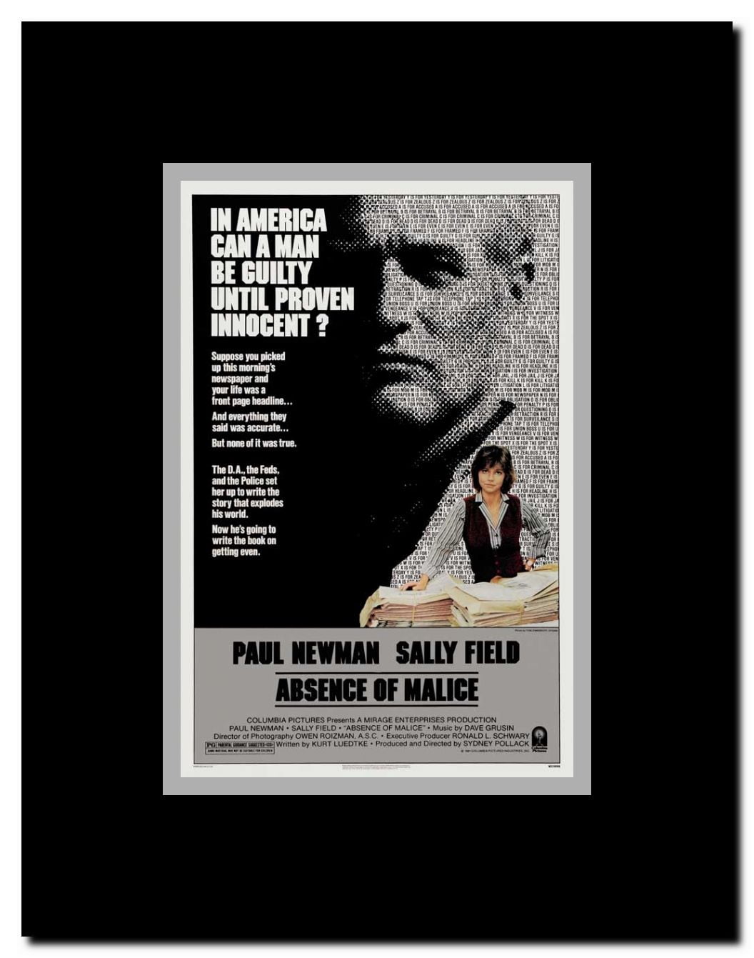 Absence of Malice Framed Movie Poster