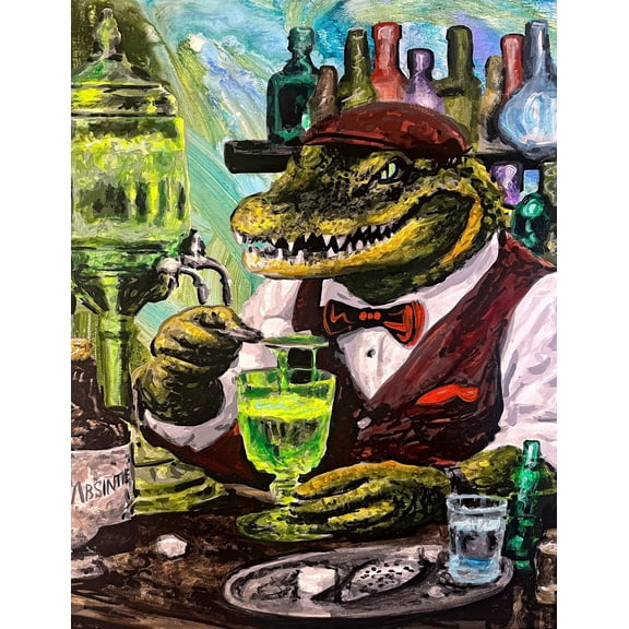 Absinthe Alligator Print