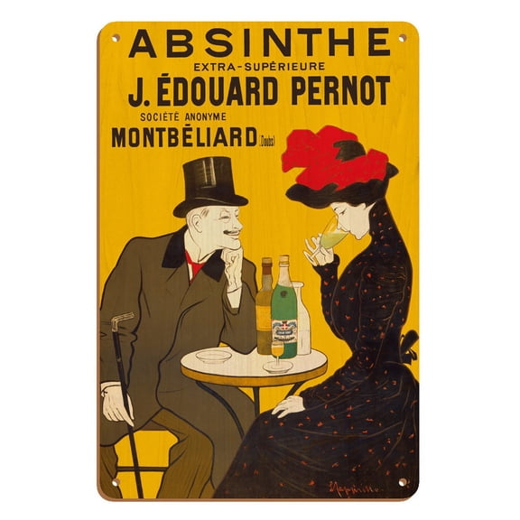 Absinthe Extra-Superior (Absinthe Extra-Supérieure) - J. Édouard Pernot Brand - Vintage Advertising Poster by Leonetto Cappiello c.1905 - 8 x 12 inch Vintage Wood Art Sign