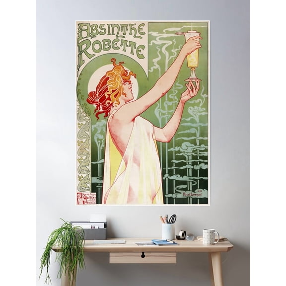 Absinthe Poster Privat-Livemont Absinthe Robette Poster Wall Art, Modern Wall Decor For Living Room Bedroom, 8x12 UNFRAMED