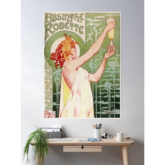 Absinthe Poster Privat-Livemont Absinthe Robette Poster Wall Art, Modern Wall Decor For Living Room Bedroom, 8x12 UNFRAMED