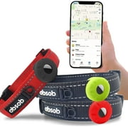 Absob Adjustable Dog Collar with Airtag Case Holder Double-Layer Webbing Nylon Reflective Lost Positioning Tracker Anti-Lost Locator for Dogs Puppy Cat Pet