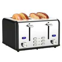 ATUPEN 4 Slice Toaster with Stainless Steel Extra Wide Slots and LCD Timer Display, Dual Control Panel 6 Color Bread Settings Kitchen