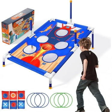 Absoke Bean Bag Toss Game for Kids, 2-in-1 Cornhole Game Loop & Sandbag Outdoor Toys for Kids Ages 3-8