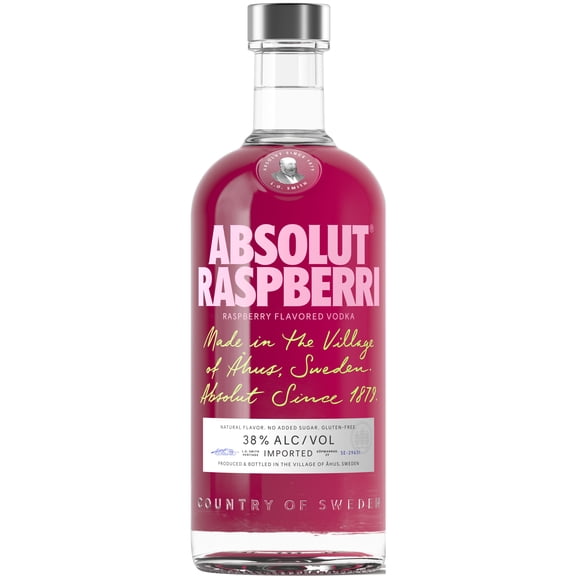 Absolut Raspberri Flavored Vodka, 750 ml Bottle, 40% ABV