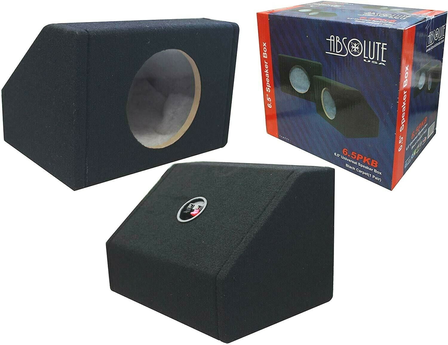 Absolute 6 1/2" Angled/Wedge Single Speaker Enclosure box pair 6.5