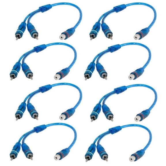 8 Absolute ABC-1F2M BLUE Y-Adapter 1F-2M RCA Interconnect Audio Cables