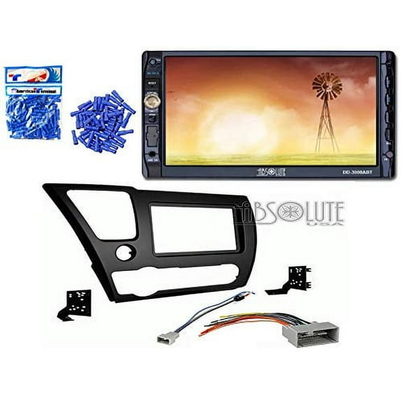 Absolute ABS95-7882B Bundle for Honda Civic 2013 2014 Double DIN Stereo Harness Radio Install Dash Kit Package