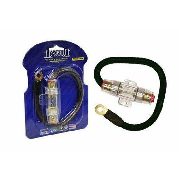 Absolute AGHPKG4BK 4 Gauge Power Cable and In-Line Fuse Kit (Black)