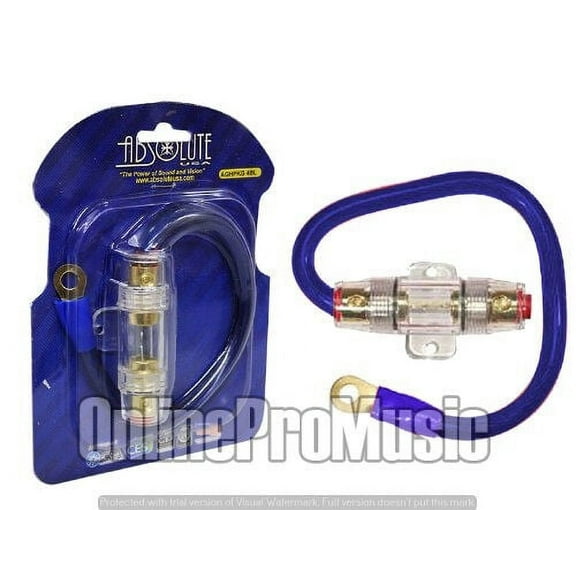 Absolute AGHPKG4BL 4 Gauge Power Cable and In-Line Fuse Kit (Blue)