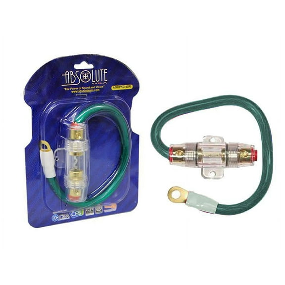 Absolute AGHPKG4GR 4 Gauge Power Cable and In-Line Fuse Kit (Green)