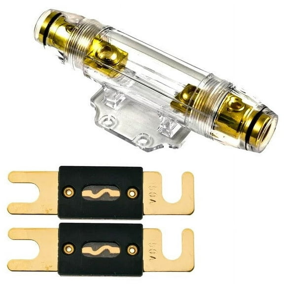 Absolute ANH-2 0/2/4 Gauge AWG in-Line ANL Fuse Holder & 2 Gold Plated 100 Amp Fuse