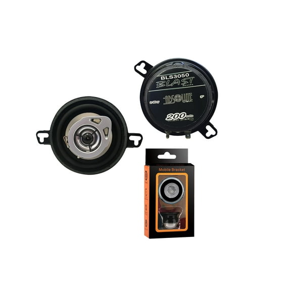 Absolute BLS-3050 3.5" 2-Way 200W Full Range Coaxial Speakers & magnetic phone holder