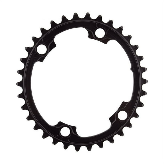 Absolute Black Oval 110 BCD 2X Chainring Narrow Wide 4 Bolt 34t Black