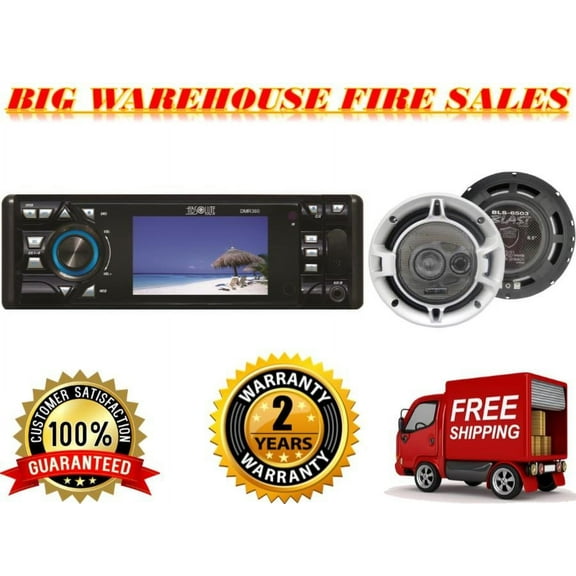 Absolute DMR-360, BLS-6503 Single Din Car Stereo Bundle3.5" Car Stereo DVD/CD/MP3/AM/FM Player & 2 Pairs of 6.5" & 6x9 speaker
