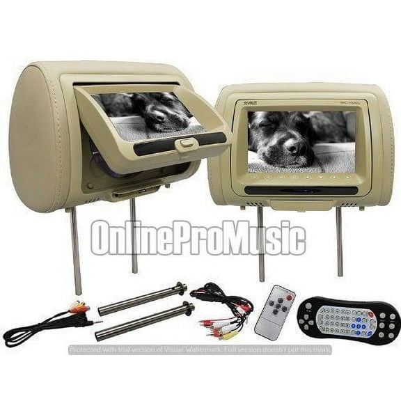 Absolute DPH-770PKGC 7.5-Inch Pair Headrest TFT/LCD(Cream/Tan)