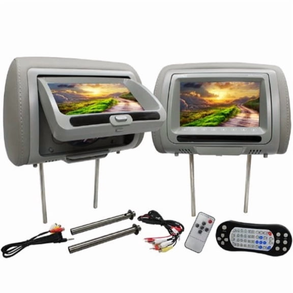 absolute dph-770pkgg 7.5-inch pair headrest tft/lcd monitor include one side dvd/usb/sd card multimedia player (grey)