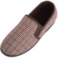 thumbnail image 1 of Absolute Footwear Mens Slip On Checked Winter Indoor Slippers with Twin Gusset - Brown - US 11, 1 of 7