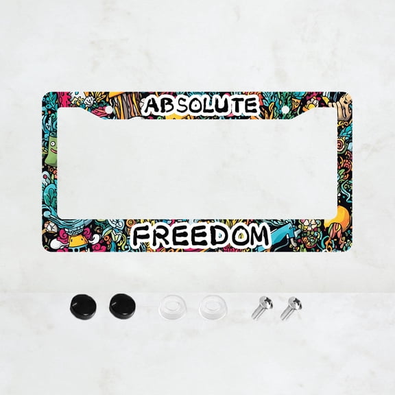 Absolute Freedom License Plate Prame Aluminum Auto Parts License Plate Decorative Screws Fit Standard 2 Holes 1 U.S. License Plate, 12.2x 6.3 Inch