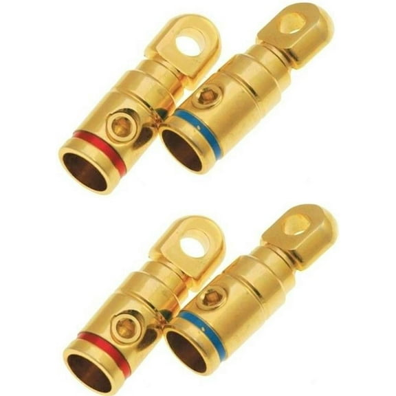 Absolute GRT108-4 2 Pair 8 Gauge Gold Power Ring Terminal