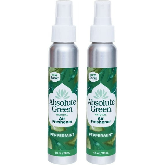 Absolute Green Air Freshener Room Spray, Covers Odors, Natural Peppermint Scent, 4oz (2 Count)