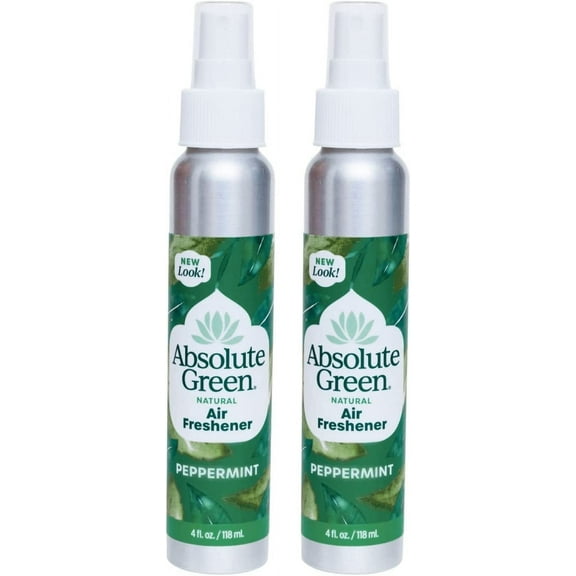 Absolute Green Air Freshener Room Spray, Covers Odors, Natural Peppermint Scent, 4oz (2 Count)