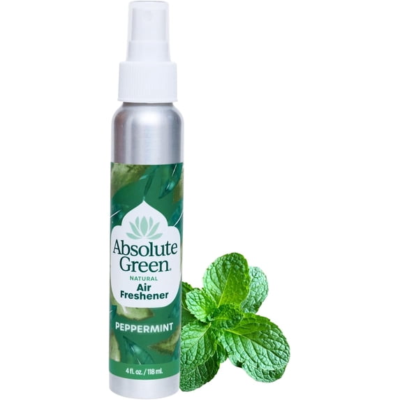 Absolute Green air freshener room spray, covers odors, non-toxic, safe for children and pets, natural mint scent 4 ounces (1 package).