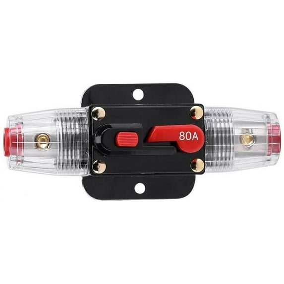 Absolute ICB80 4/8 AWG 80 Amp in-line Circuit Breaker with Manual Reset with Manual Reset Car Auto Marine Boat Stereo