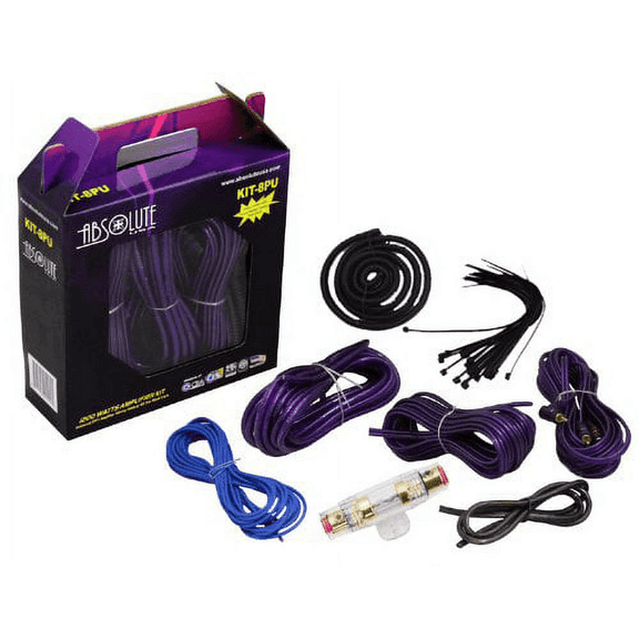 Absolute Kit-8pu 1000 Watts 8 Gauge Complete Amplifier Installation Kit (Purple Color)
