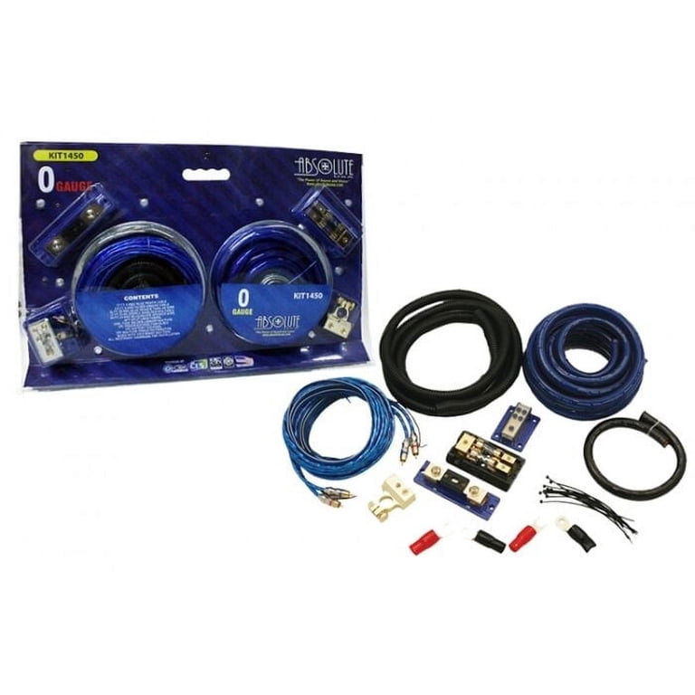 Absolute Kit 0 Gauge Complete Amplifier Wiring Kit - 17 Feet, Red, For Car Audio Systems