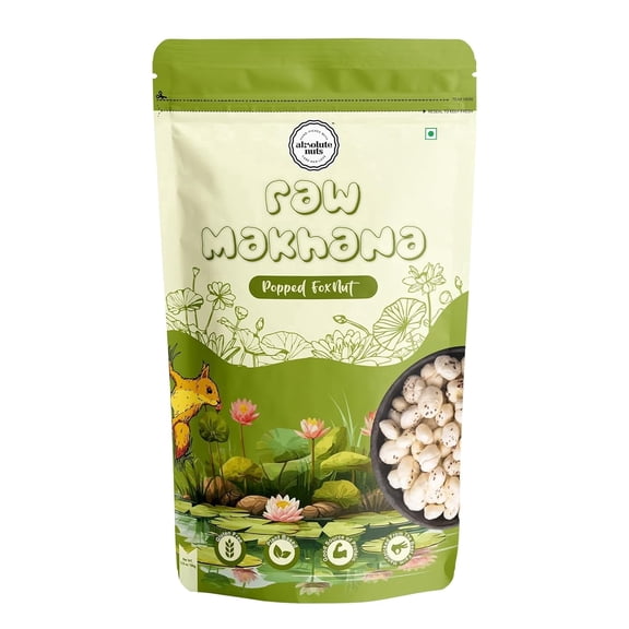 Absolute Nuts Premium Raw Makhana |100g |Fox Nuts | Phool Makhana | Gluten-Free | Vegan | Healthy Snack | High Protein, Low-Calorie Snack | Ideal for Fasting, Roasting & Cooking