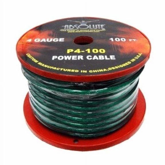 Absolute P4-100GR 100' 4-Gauge Green Copper Mix Power Ground Wire Cable