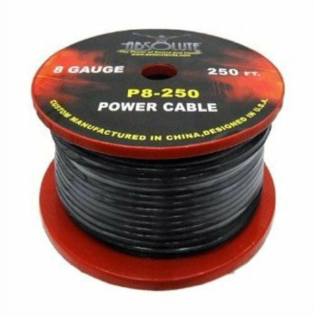 Absolute P8250BK 8 Gauge Spool Power Wire Cable 250 Feet Black absolute-p8250bk-8-gauge-spool-power-wire-cable-250-feet-black