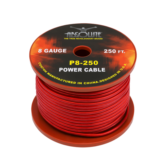Absolute P8250RD 8GA 250' Red Power Ground Wire Car Audio Amplifier Marine Cable