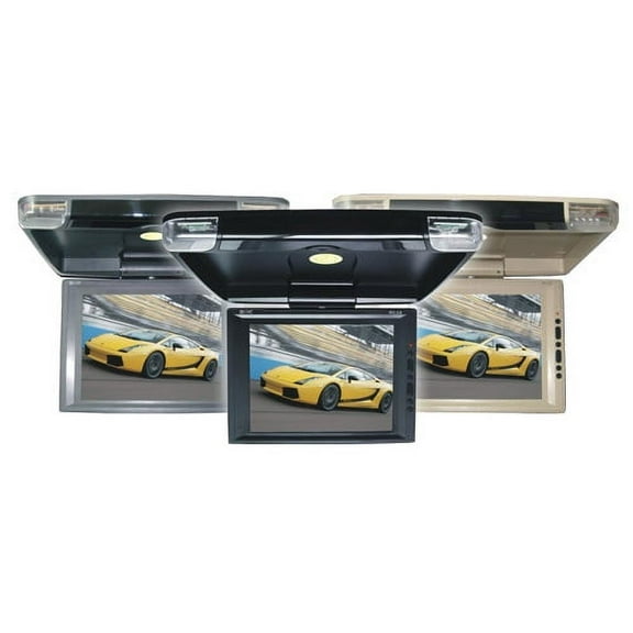 Absolute PFL118IRC (Cream Tan)<BR/> 11" TFT-LCD Roof Mount Overhead Flip-Down Monitor Built-In IR, Swivel, Remote, Dome Light, Cream Tan